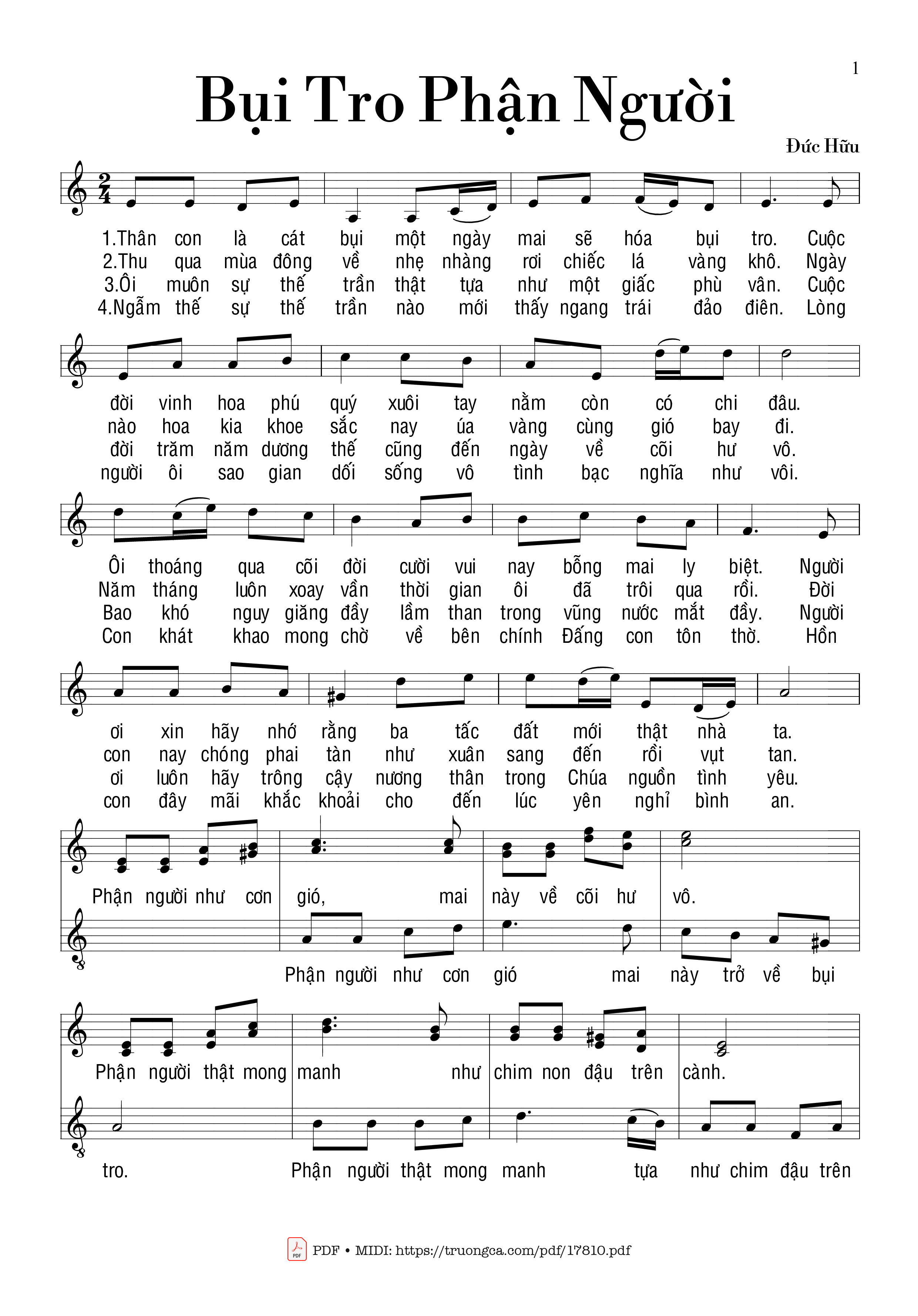 Sheet PDF of Bụi Tro Phận Người