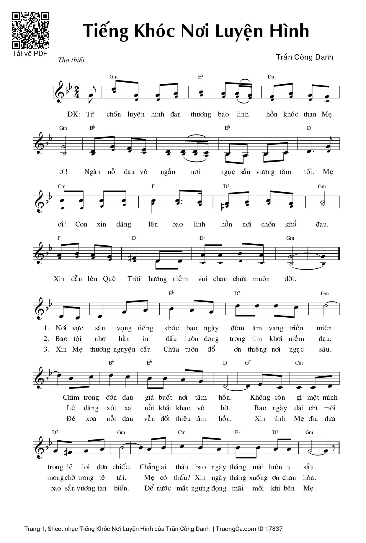 Sheet PDF of Tiếng Khóc Nơi Luyện Hình