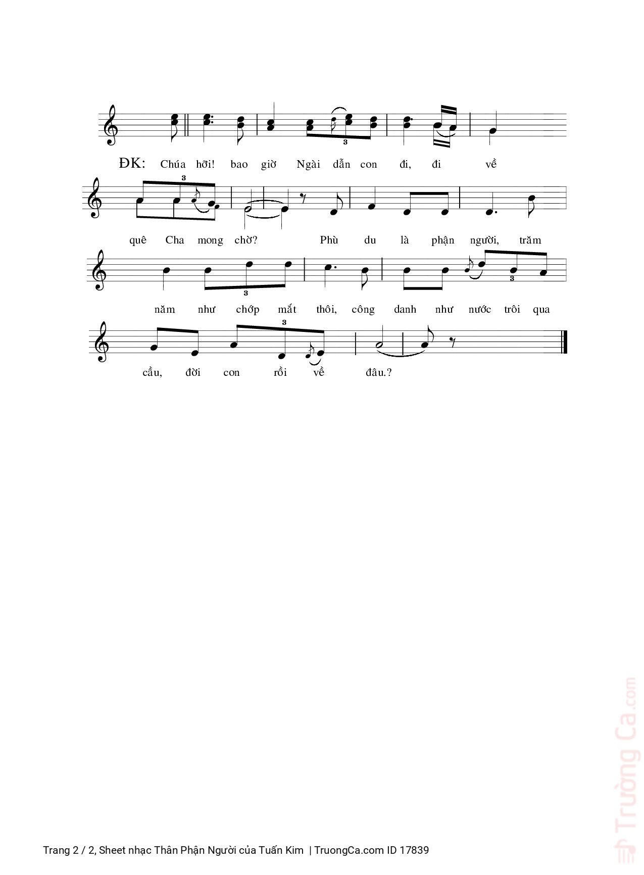 Page 2 of Sheet music PDF Thân Phận Người - Tuấn Kim