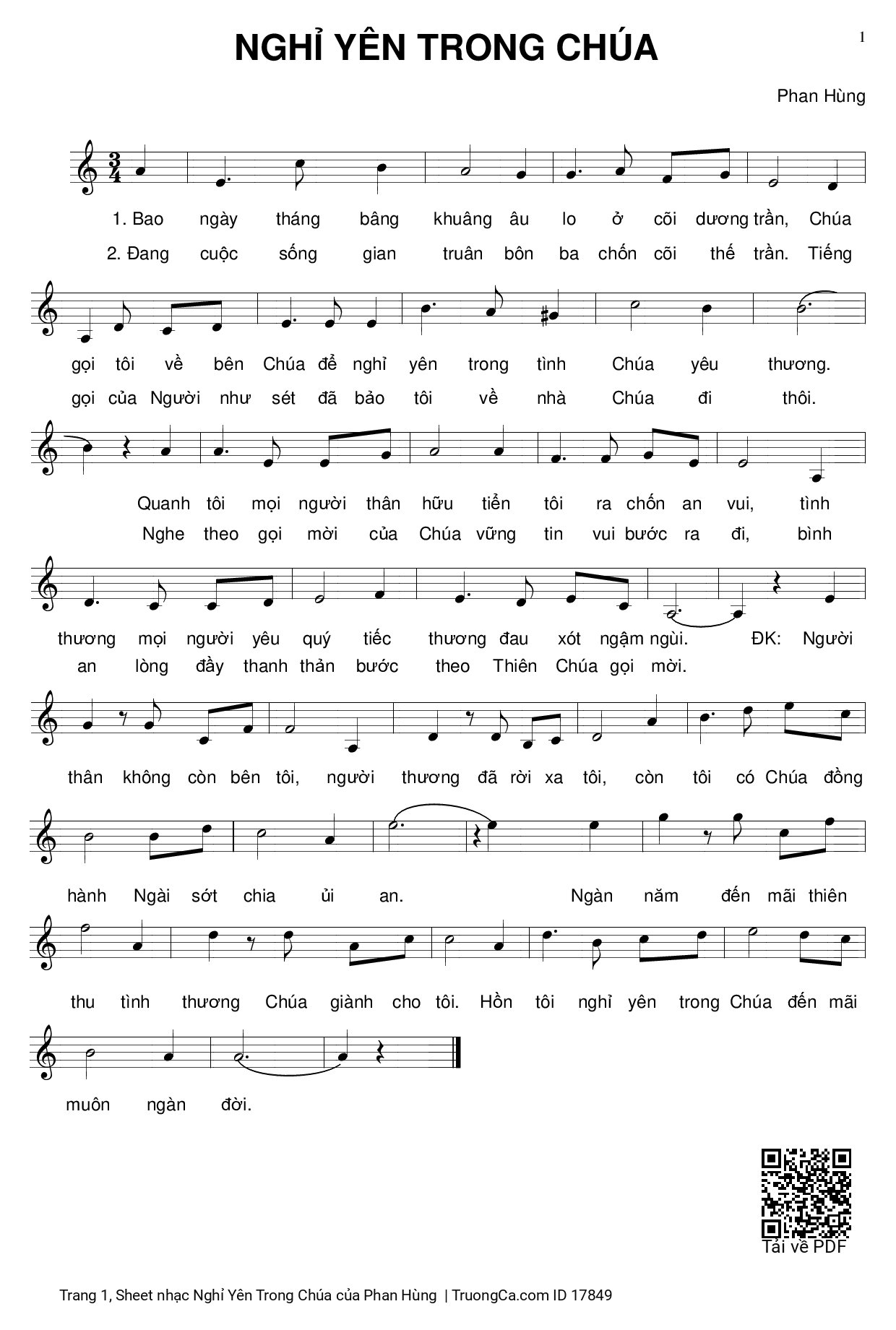 Sheet PDF of Nghỉ Yên Trong Chúa