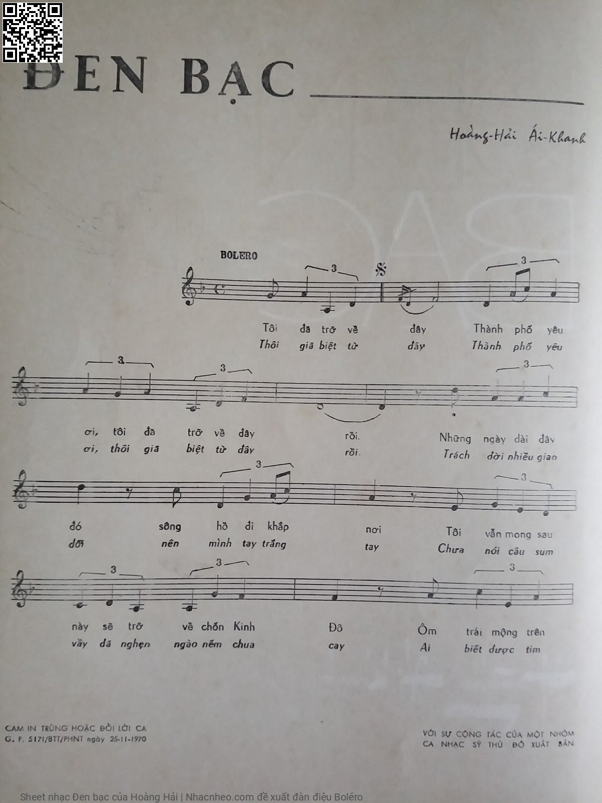 Page 2 of Sheet music PDF Đen bạc - Hoàng Hải