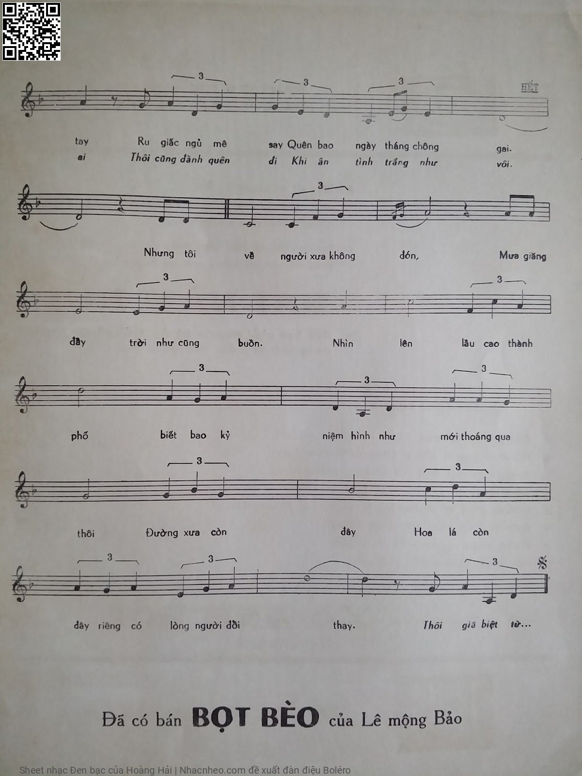 Page 3 of Sheet music PDF Đen bạc - Hoàng Hải