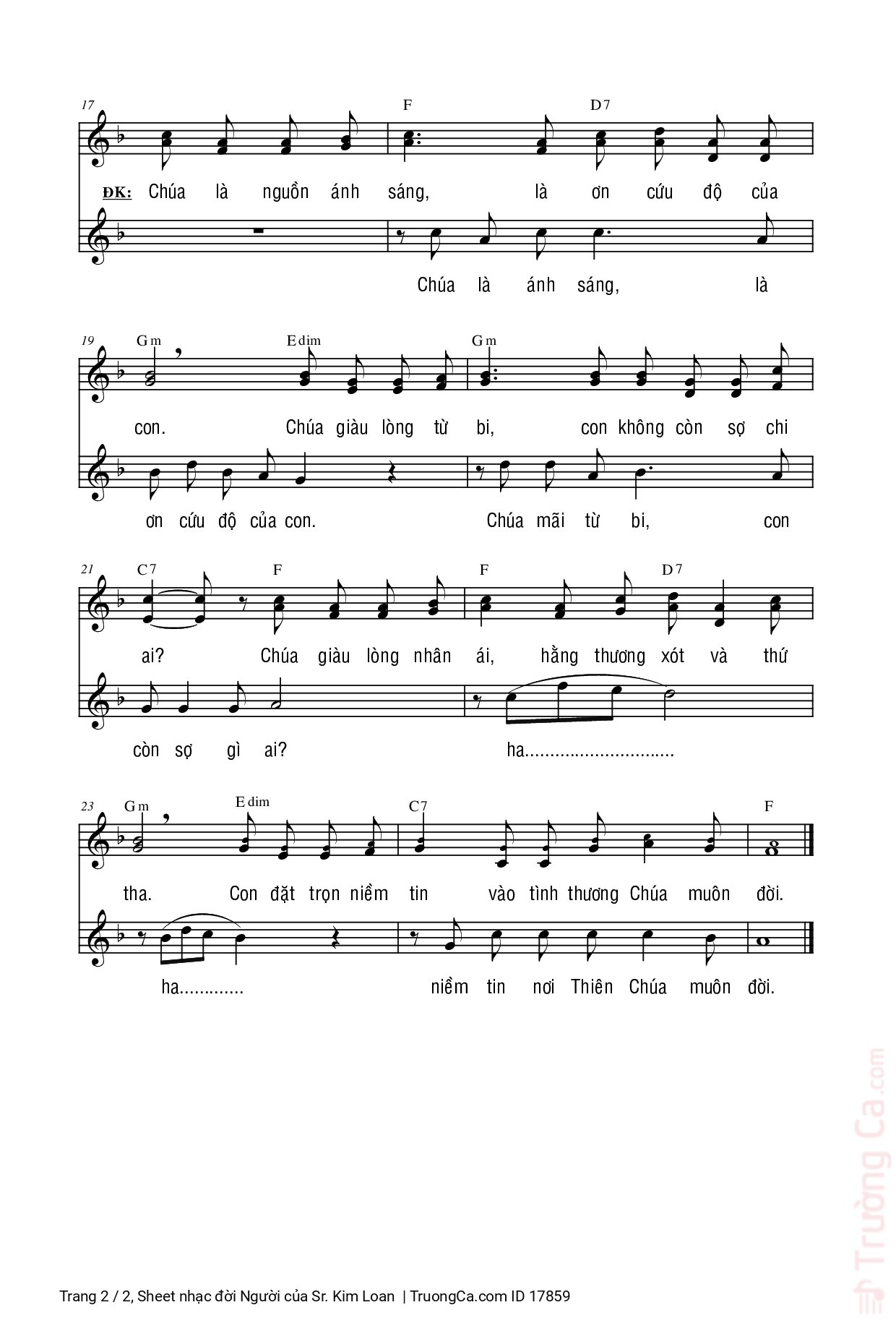 Page 2 of Sheet music PDF đời Người - Sr. Kim Loan