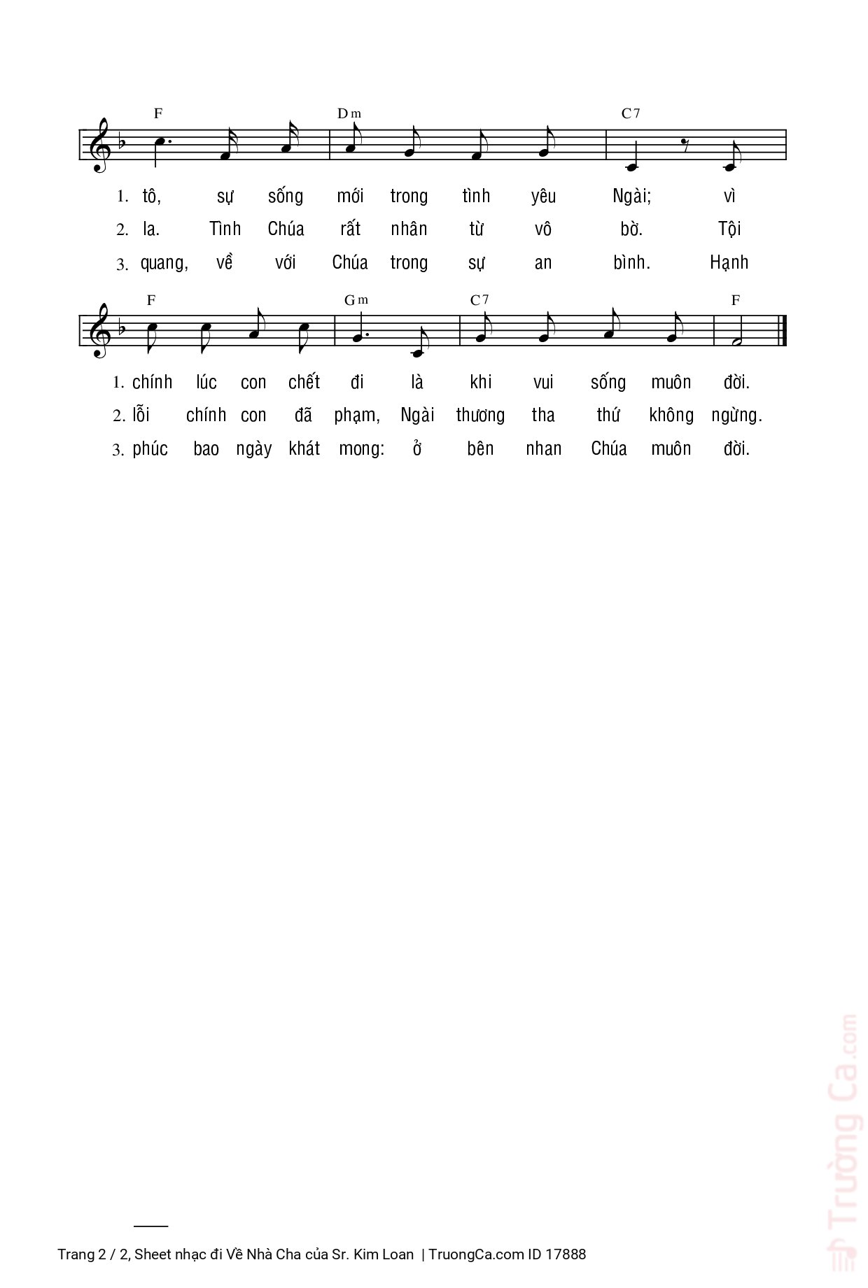 Page 2 of Sheet music PDF đi Về Nhà Cha - Sr. Kim Loan