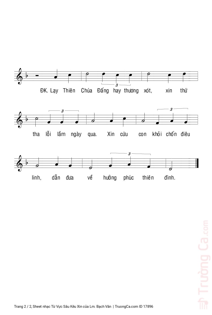 Page 2 of Sheet music PDF Từ Vực Sâu Kêu Xin - Lm. Bạch Vân
