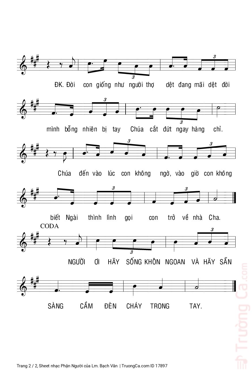 Page 2 of Sheet music PDF Phận Người - Lm. Bạch Vân