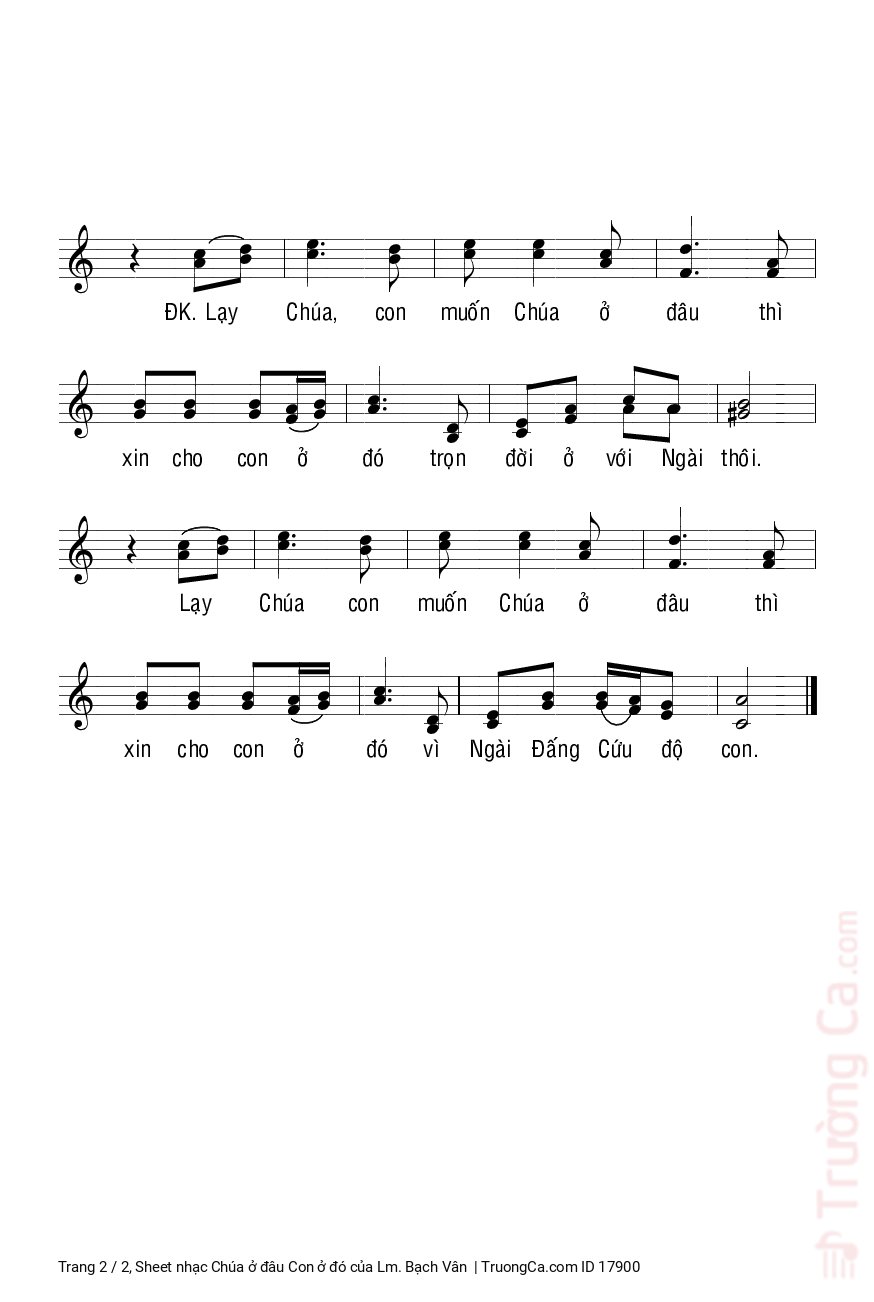 Page 2 of Sheet music PDF Chúa ở đâu Con ở đó - Lm. Bạch Vân