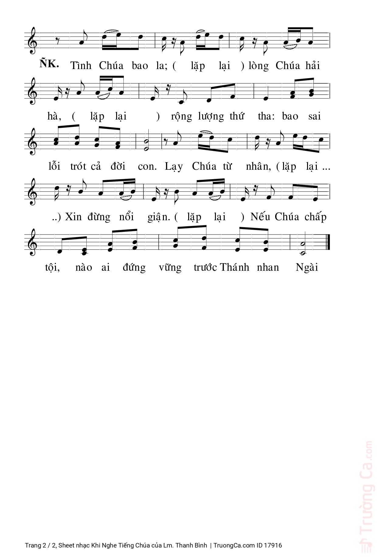 Page 2 of Sheet music PDF Khi Nghe Tiếng Chúa - Lm. Thanh Bình