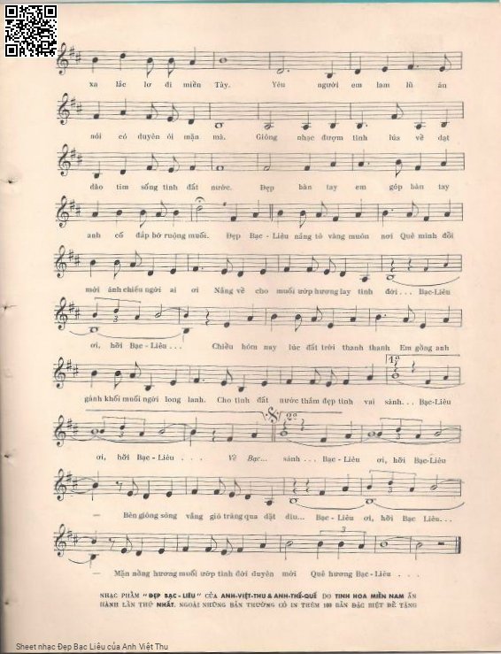 Page 3 of Sheet music PDF Đẹp Bạc Liêu - Anh Việt Thu