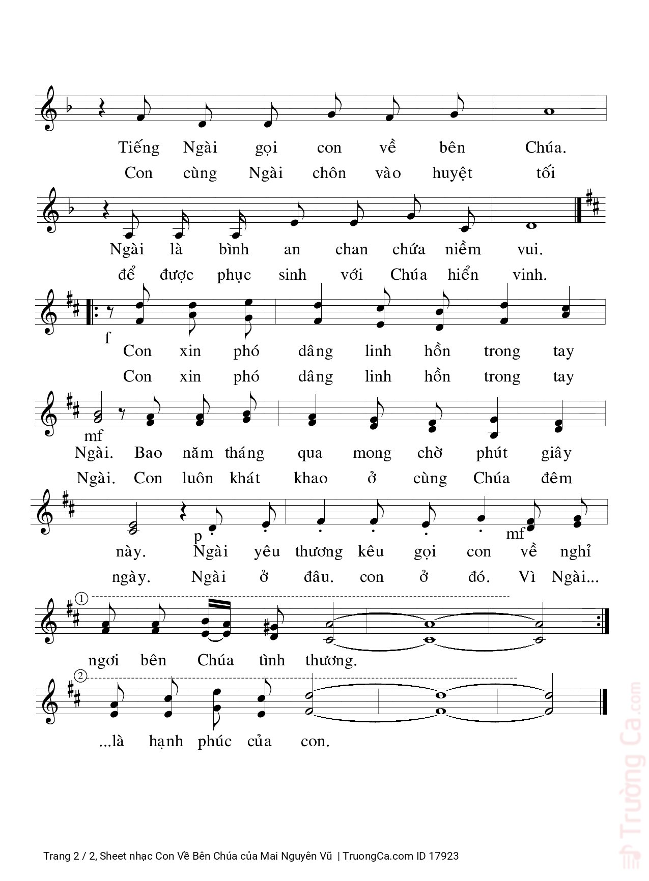 Page 2 of Sheet music PDF Con Về Bên Chúa - Mai Nguyên Vũ