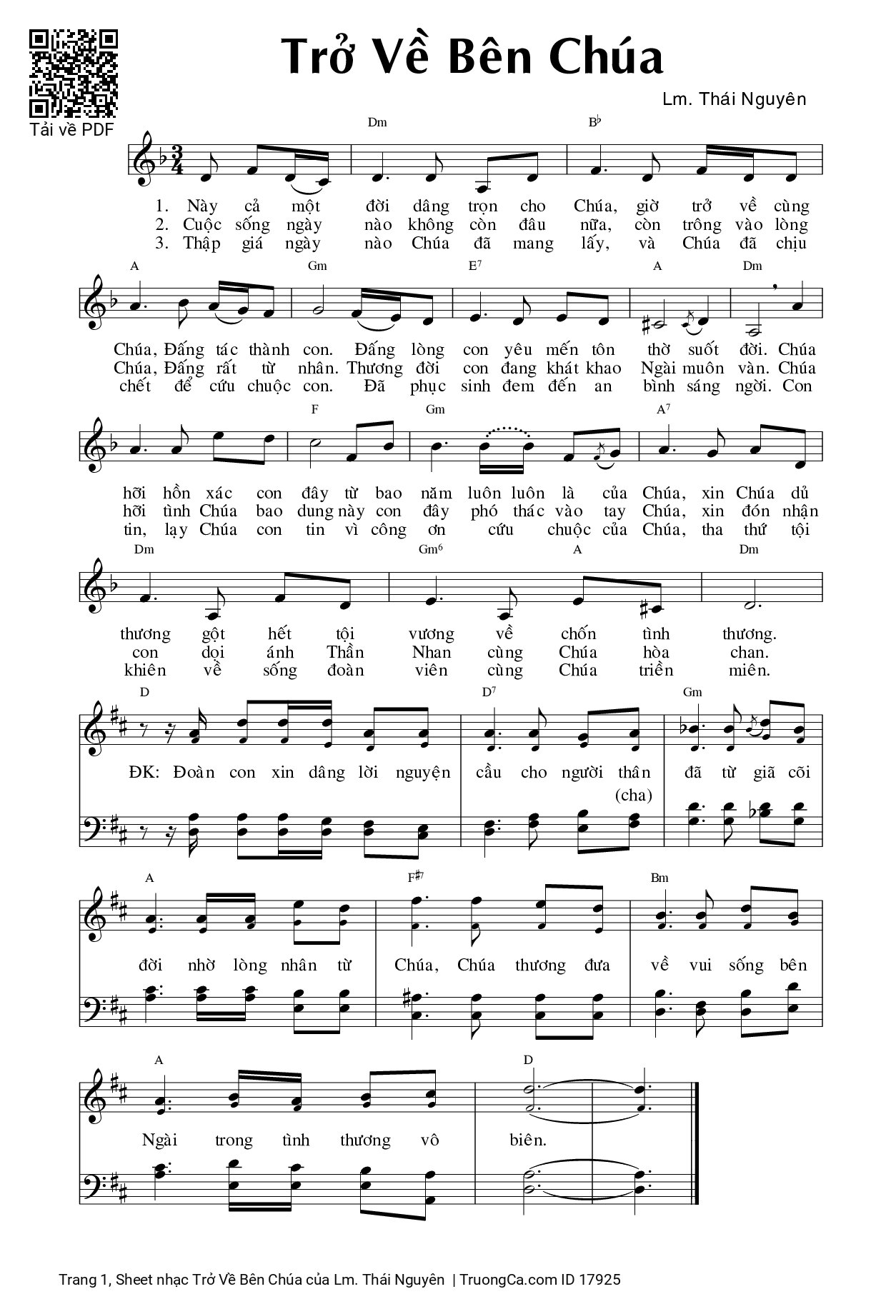 Sheet PDF of Trở Về Bên Chúa