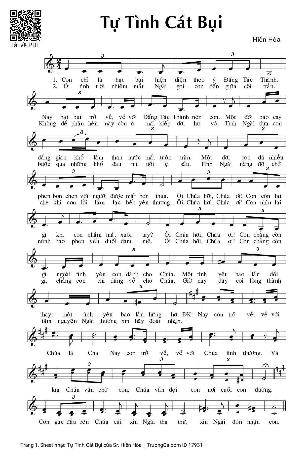 Sheet PDF of Tự Tình Cát Bụi