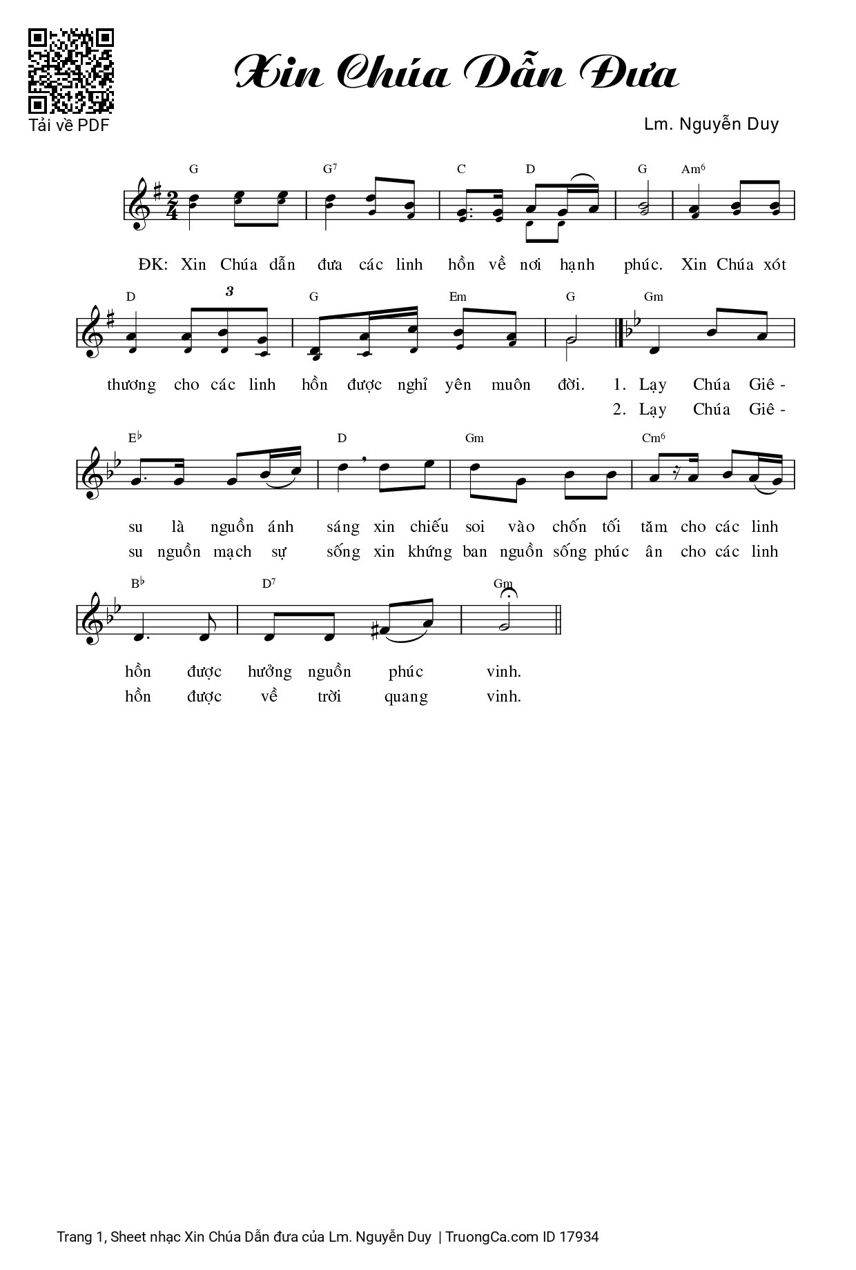 Sheet PDF of Xin Chúa Dẫn đưa