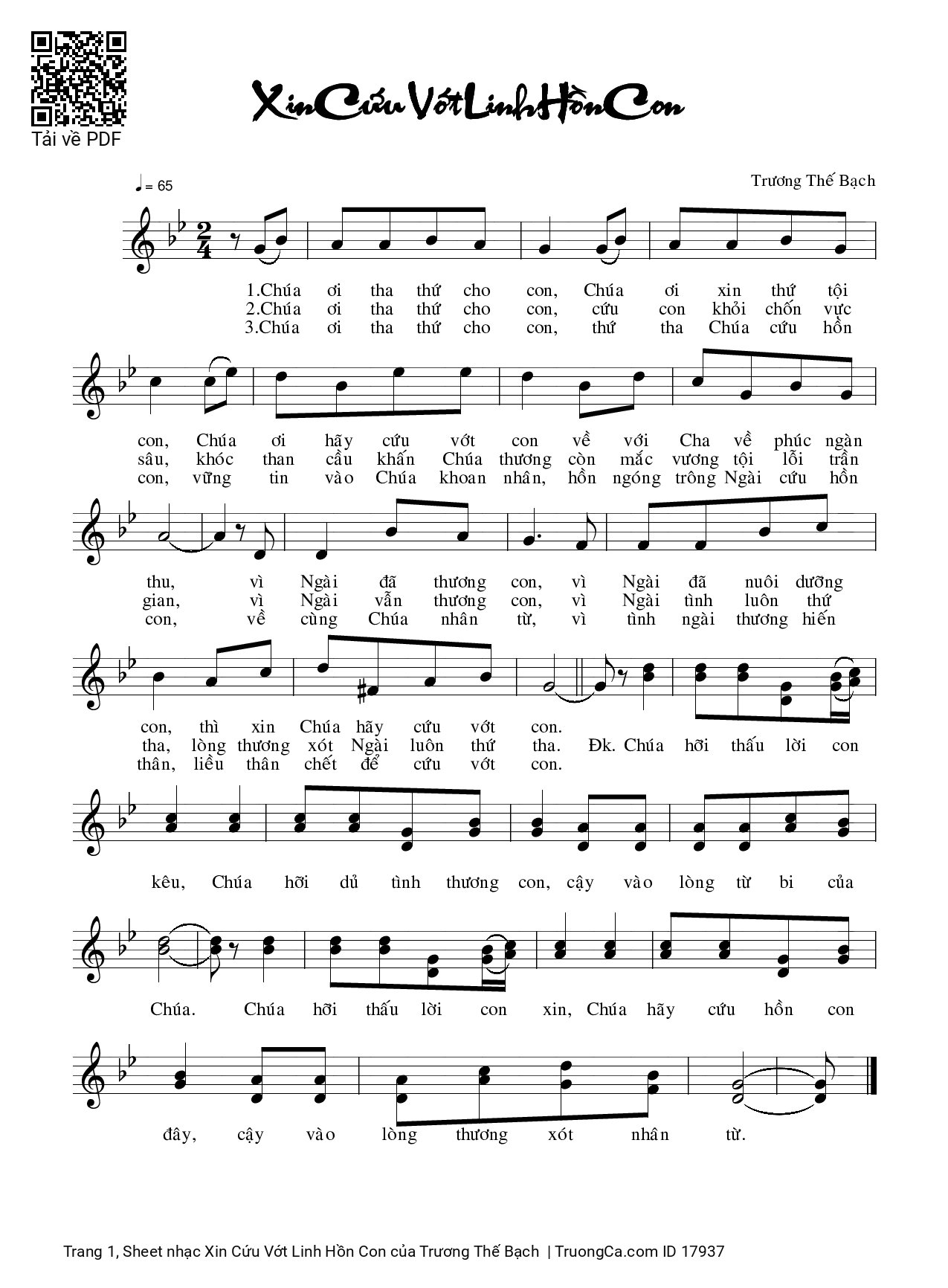 Sheet PDF of Xin Cứu Vớt Linh Hồn Con