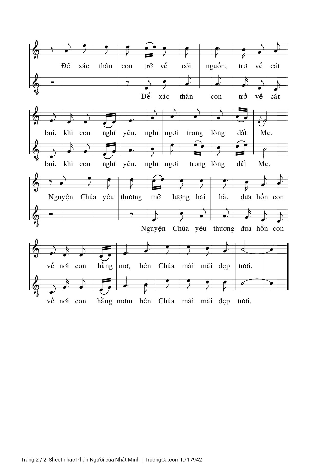 Page 2 of Sheet music PDF Phận Người - Nhật Minh