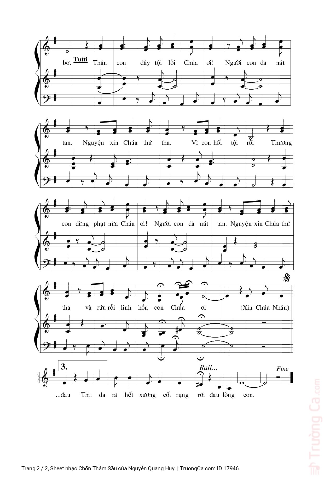 Page 2 of Sheet music PDF Chốn Thảm Sầu - Nguyễn Quang Huy