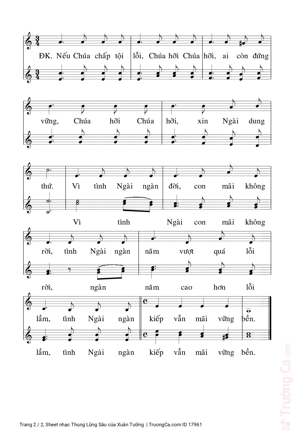 Page 2 of Sheet music PDF Thung Lũng Sâu - Xuân Tưởng