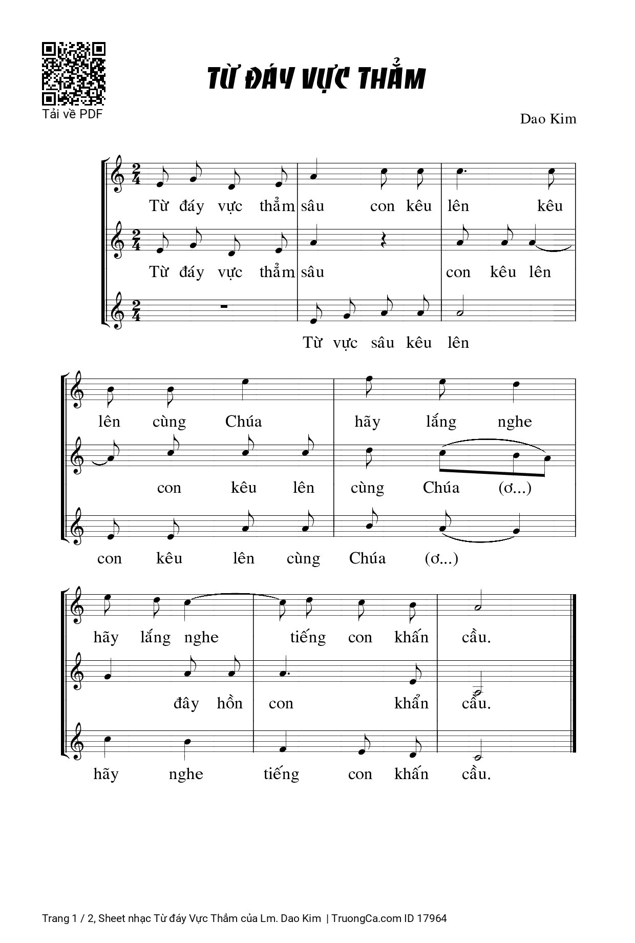 Sheet PDF of Từ đáy Vực Thẳm