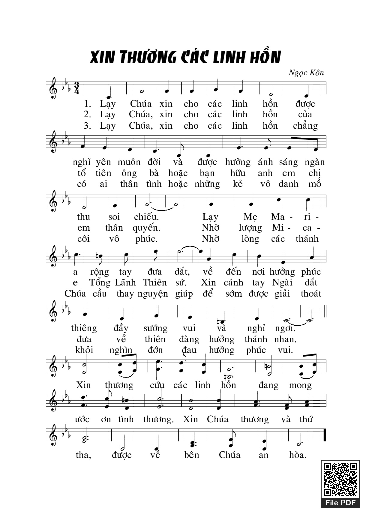 Sheet PDF of Xin Thương Các Linh Hồn