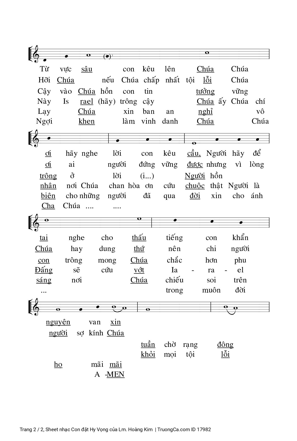 Page 2 of Sheet music PDF Con đặt Hy Vọng - Lm. Hoàng Kim