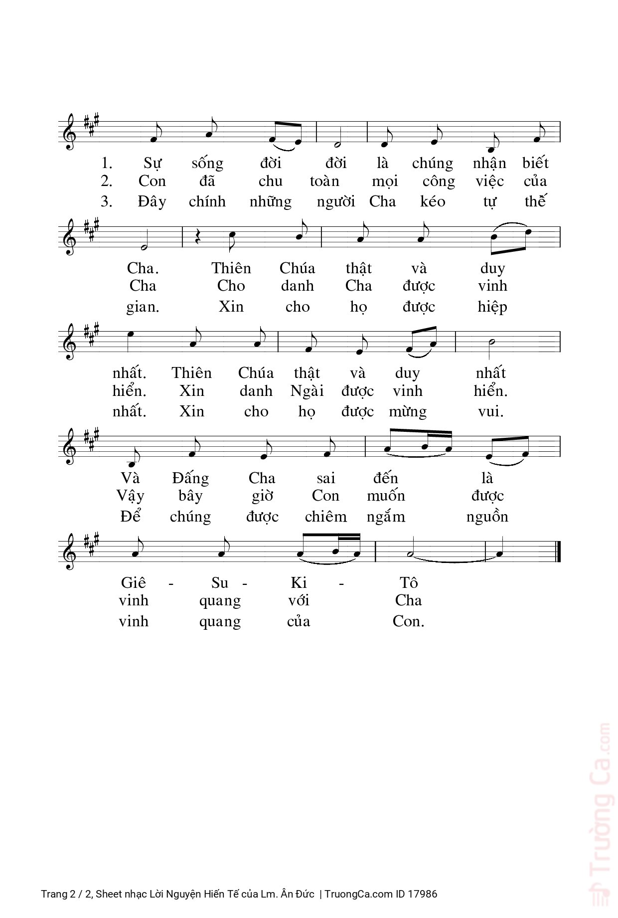 Page 2 of Sheet music PDF Lời Nguyện Hiến Tế - Lm. Ân Đức