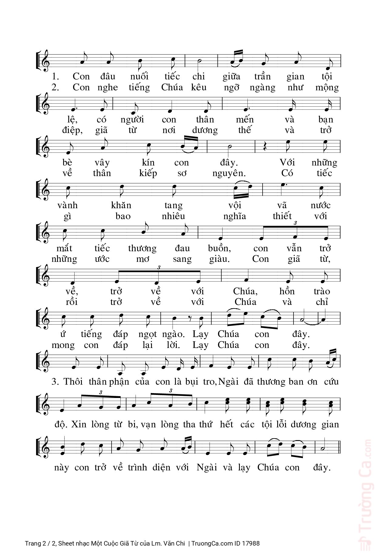Page 2 of Sheet music PDF Một Cuộc Giã Từ - Lm. Văn Chi