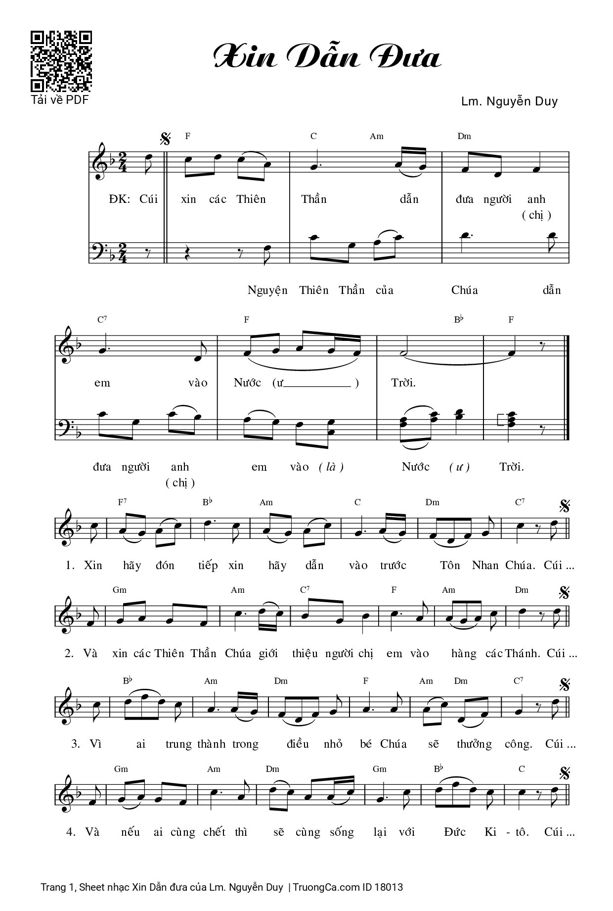 Sheet PDF of Xin Dẫn đưa