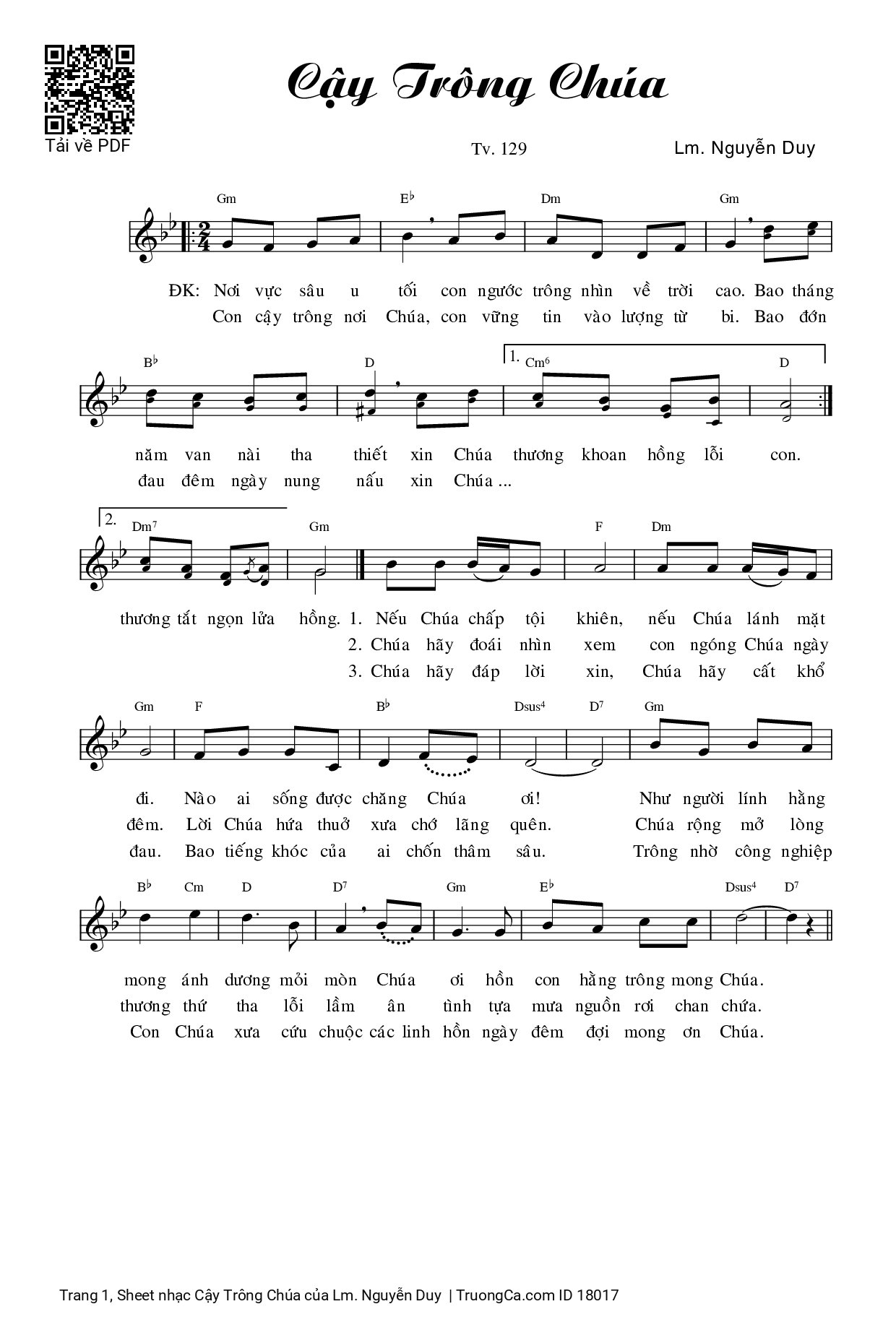 Sheet PDF of Cậy Trông Chúa (Tv. 129)