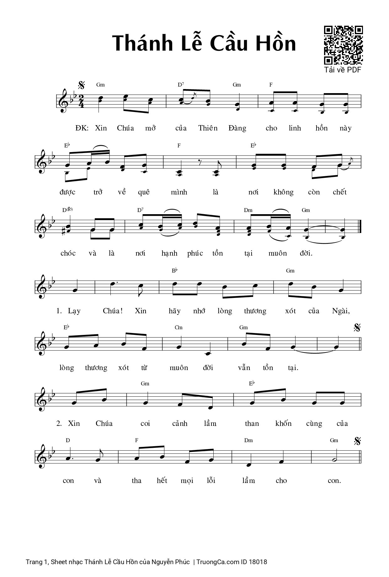 Sheet PDF of Thánh Lễ Cầu Hồn