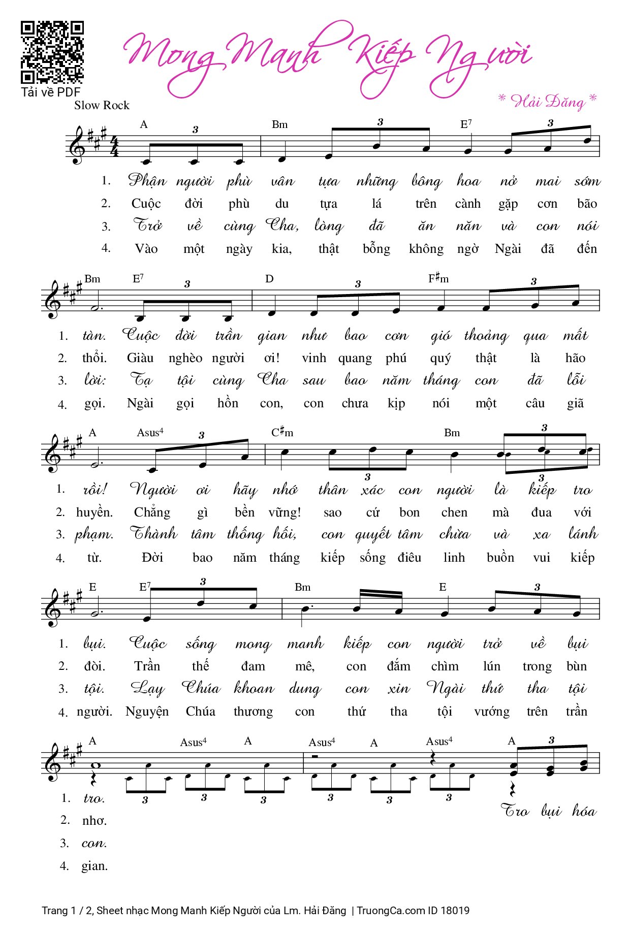 Sheet PDF of Mong Manh Kiếp Người