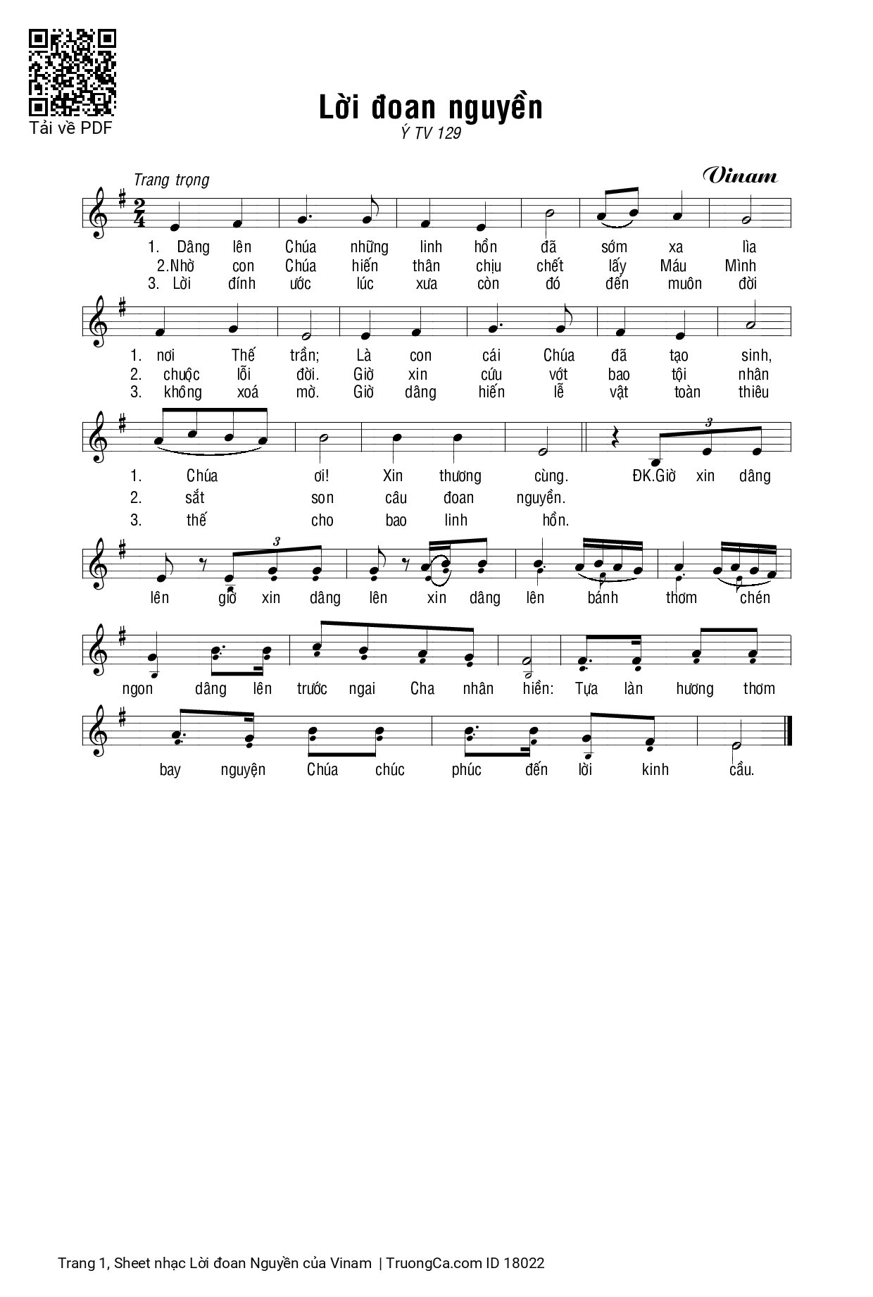 Sheet PDF of Lời đoan Nguyền