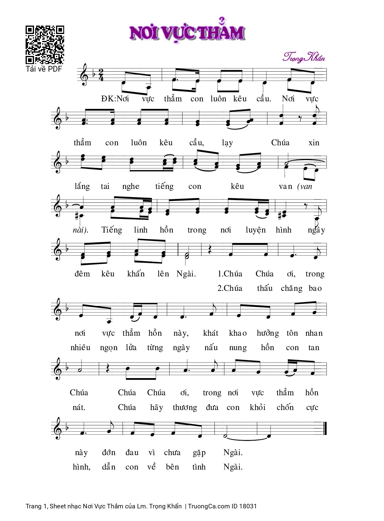 Sheet PDF of Nơi Vực Thẳm