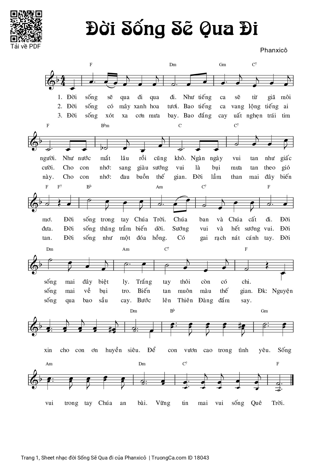 Sheet PDF of đời Sống Sẽ Qua đi