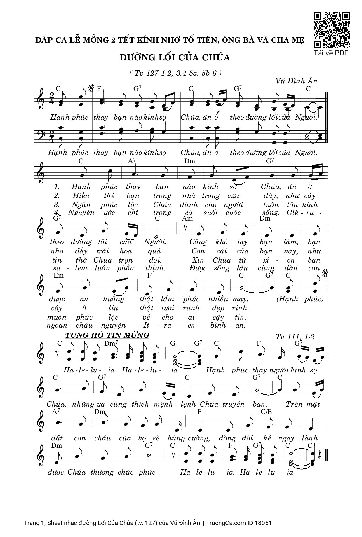 Sheet PDF of đường Lối Của Chúa (tv. 127)