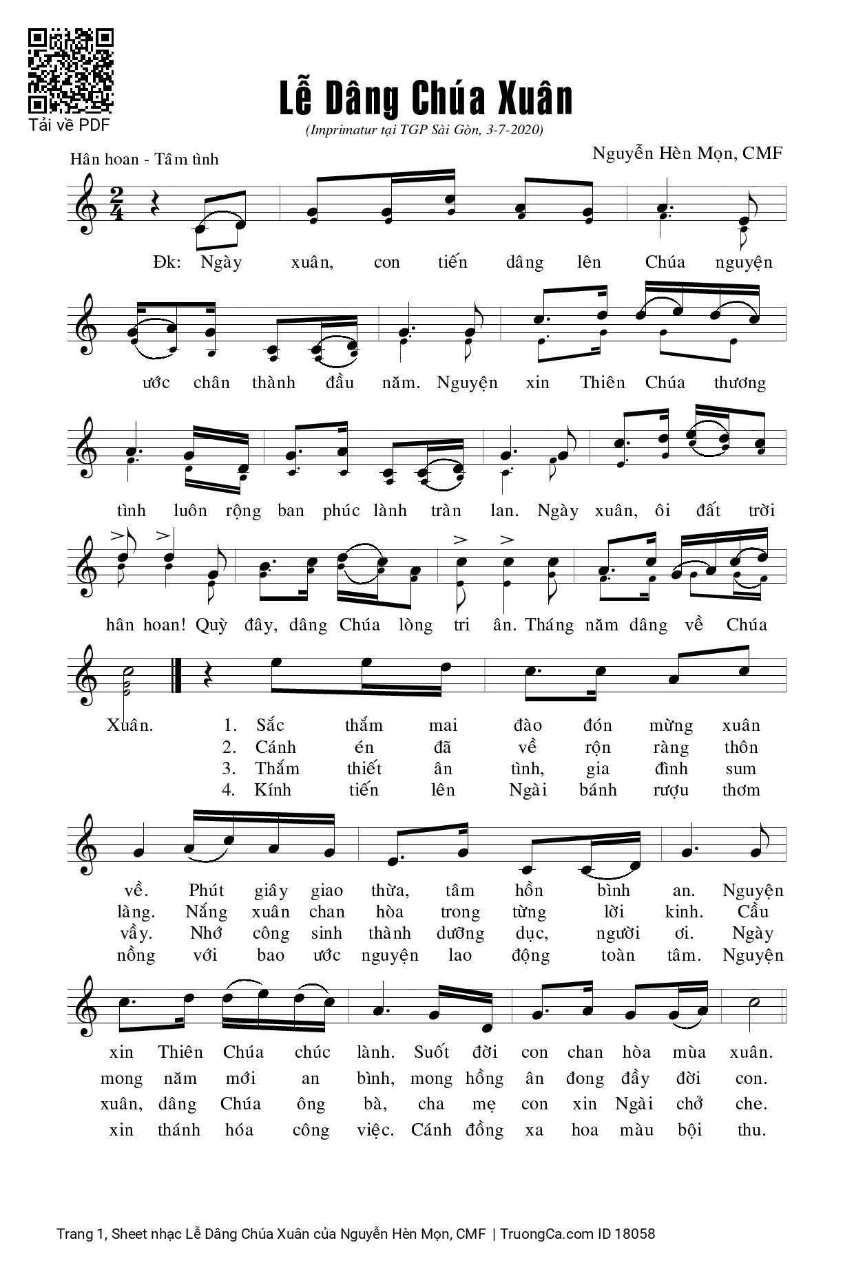 Sheet PDF of Lễ Dâng Chúa Xuân