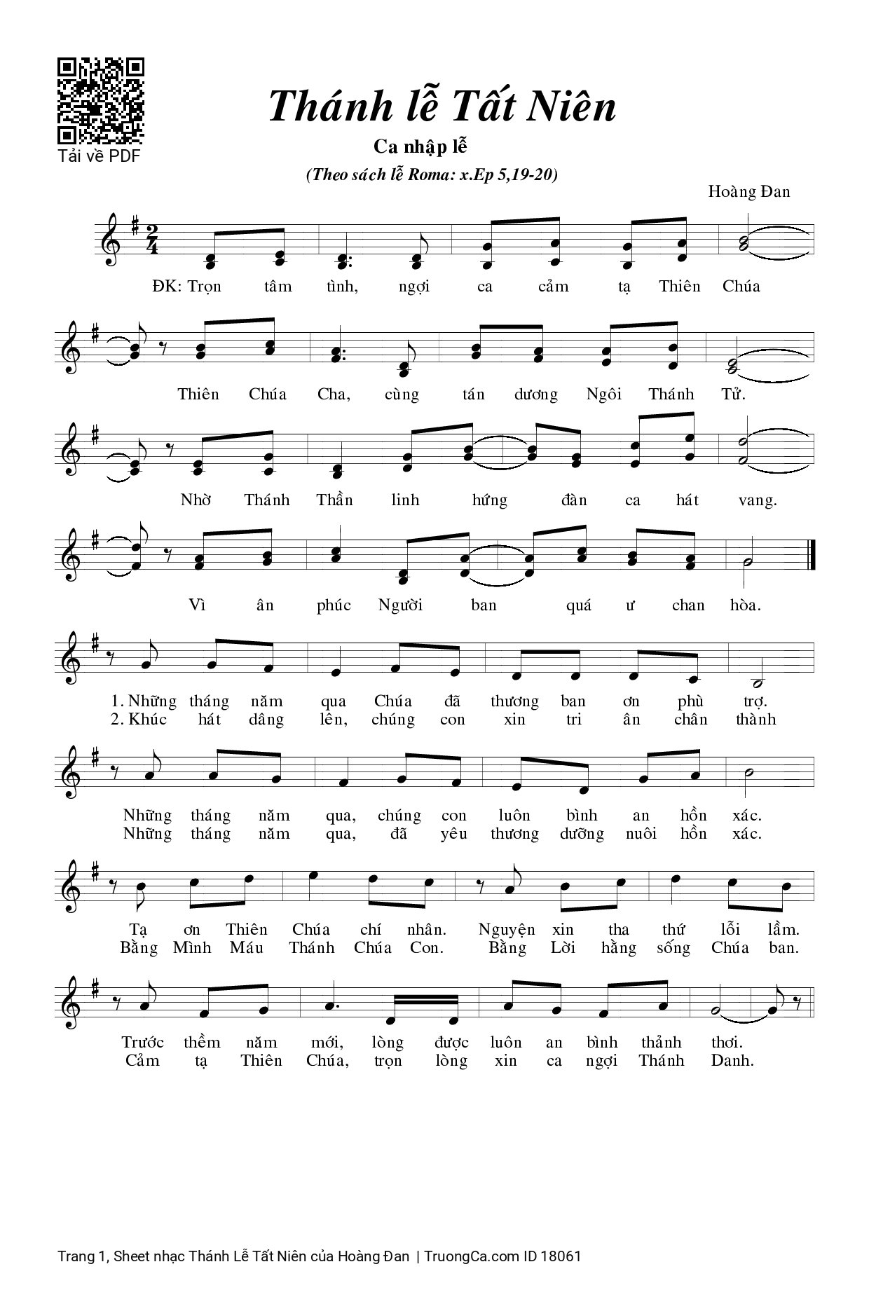 Sheet PDF of Thánh Lễ Tất Niên