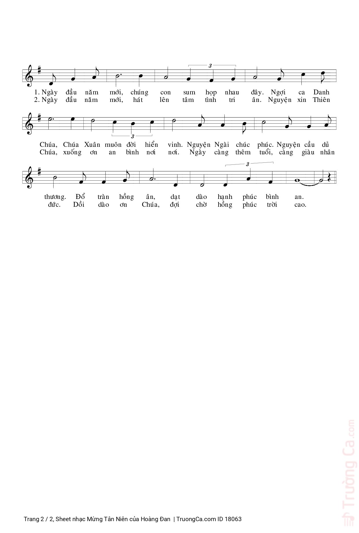 Page 2 of Sheet music PDF Mừng Tân Niên - Hoàng Đan