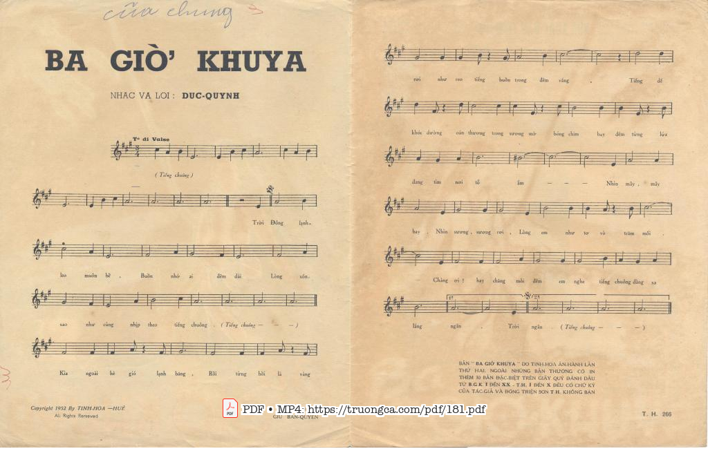 Page 2 of Sheet music PDF Ba giờ khuya - Đức Quỳnh