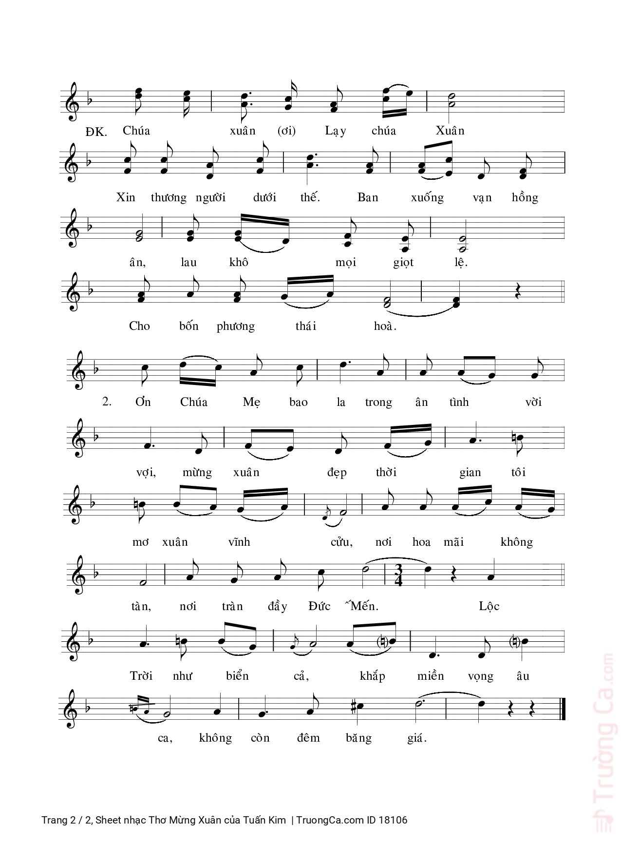 Page 2 of Sheet music PDF Thơ Mừng Xuân - Tuấn Kim
