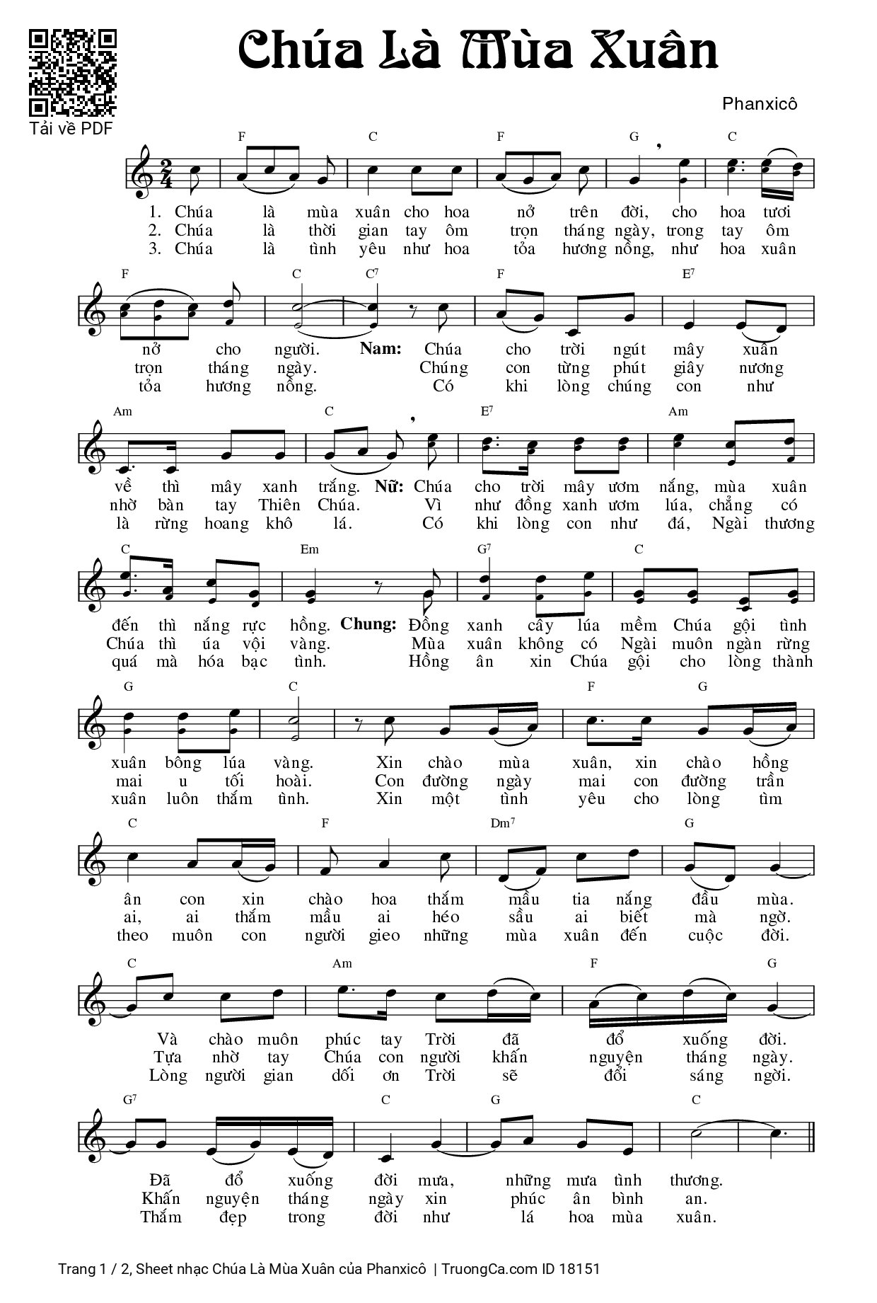 Sheet PDF of Chúa Là Mùa Xuân