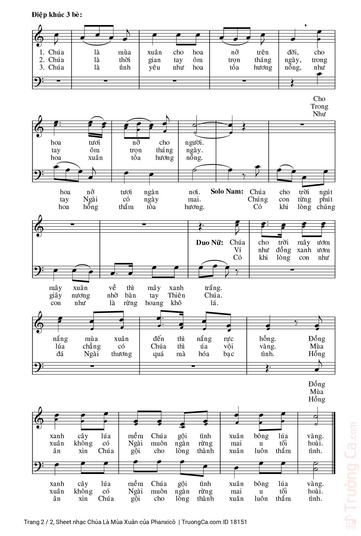 Page 2 of Sheet music PDF Chúa Là Mùa Xuân - Phanxicô