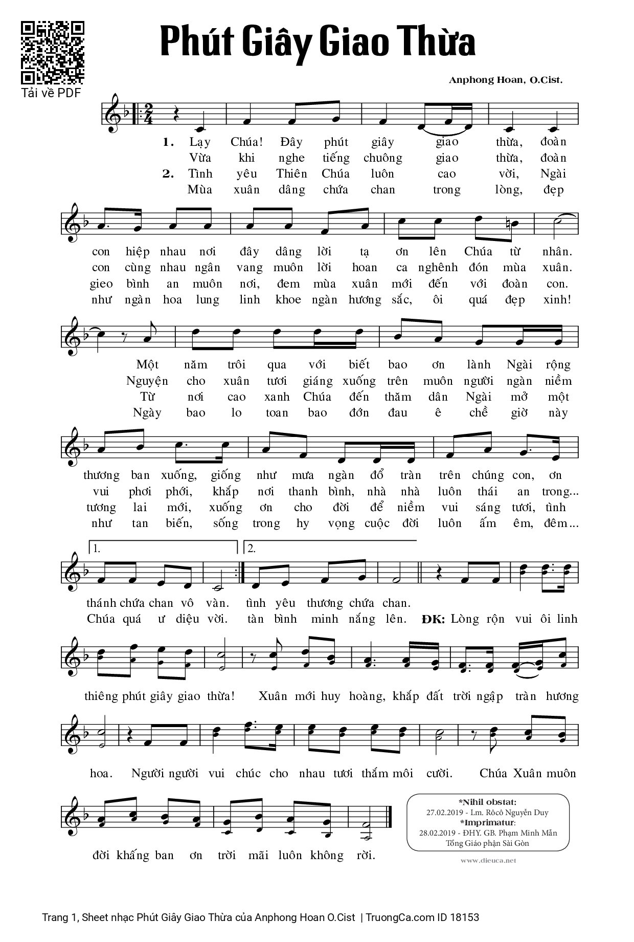 Sheet PDF of Phút Giây Giao Thừa