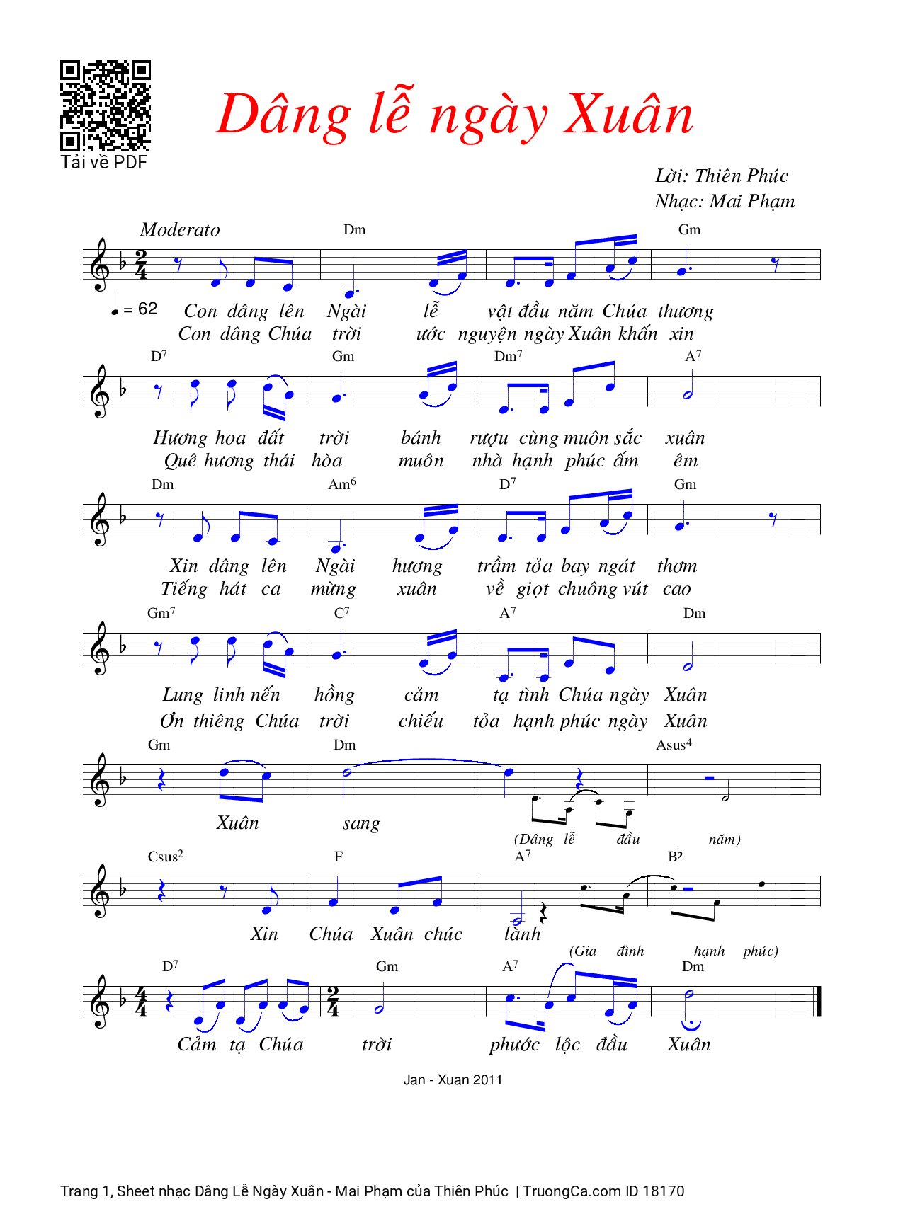 Sheet PDF of Dâng Lễ Ngày Xuân - Mai Phạm