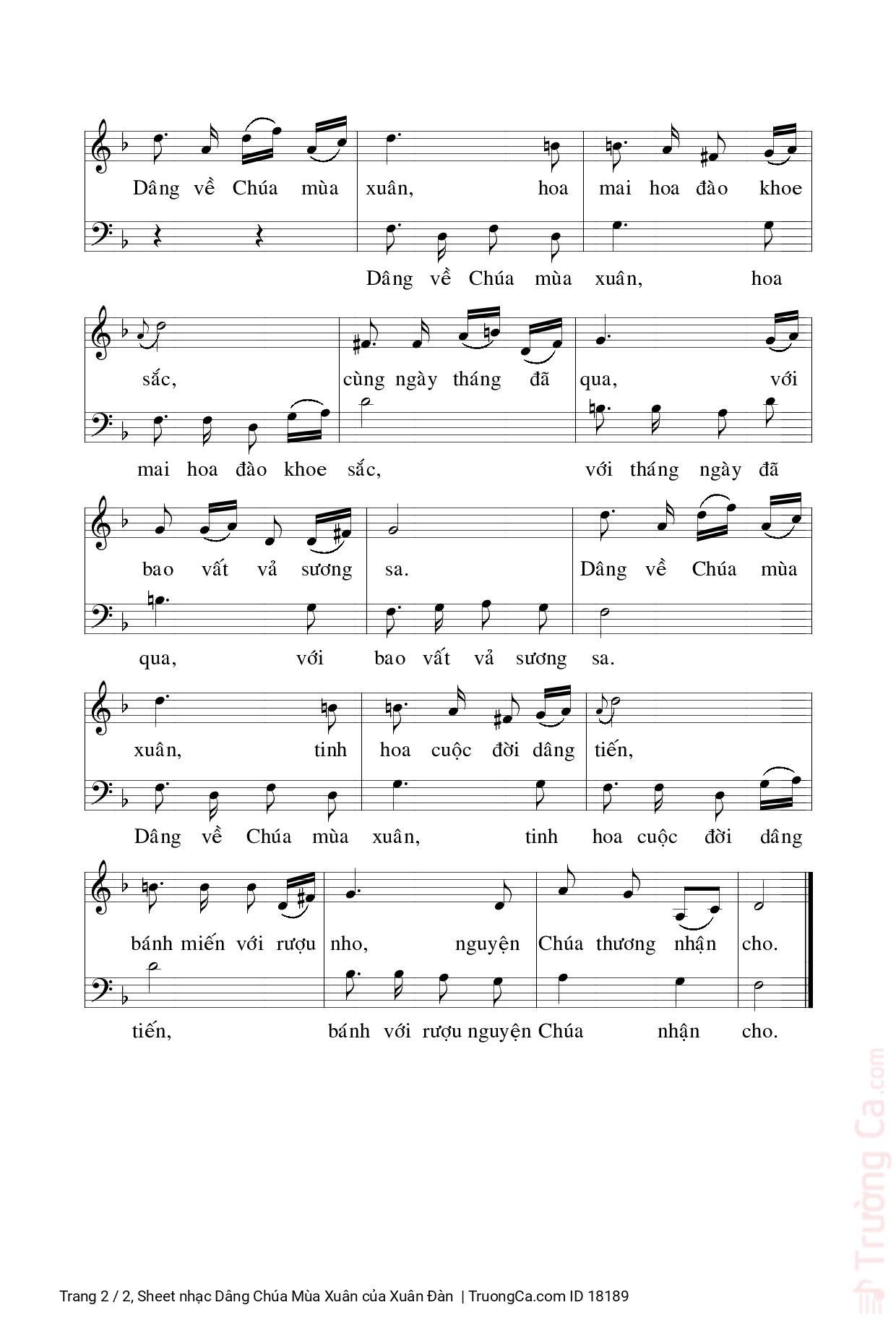 Page 2 of Sheet music PDF Dâng Chúa Mùa Xuân - Xuân Đàn