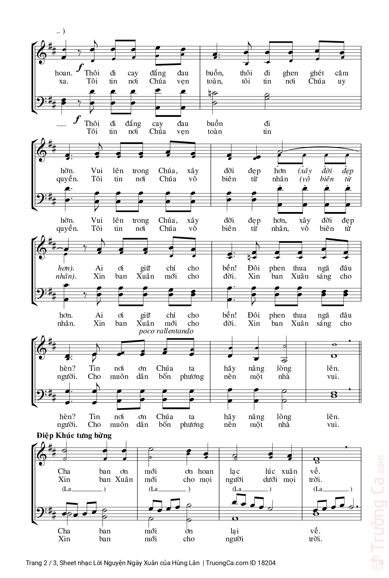 Page 2 of Sheet music PDF Lời Nguyện Ngày Xuân - Hùng Lân