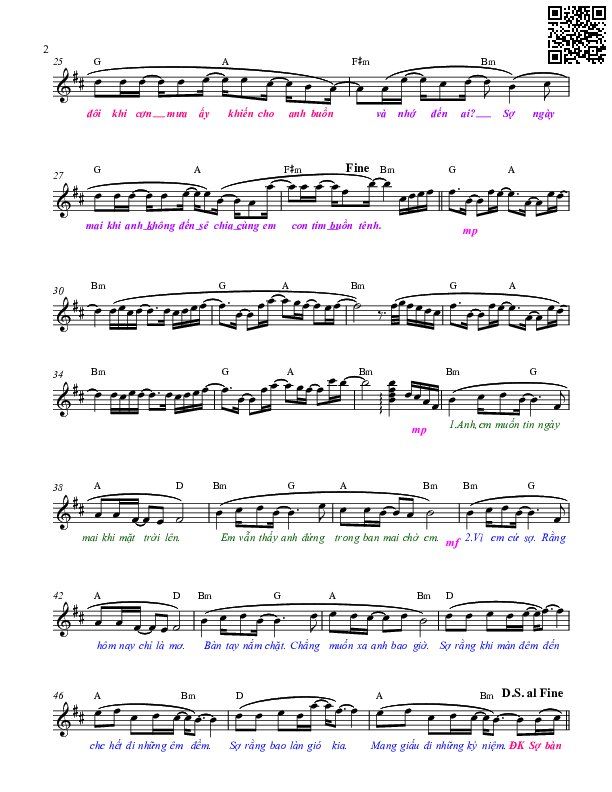 Page 2 of Sheet music PDF Điều em lo sợ - Nguyễn Văn Chung