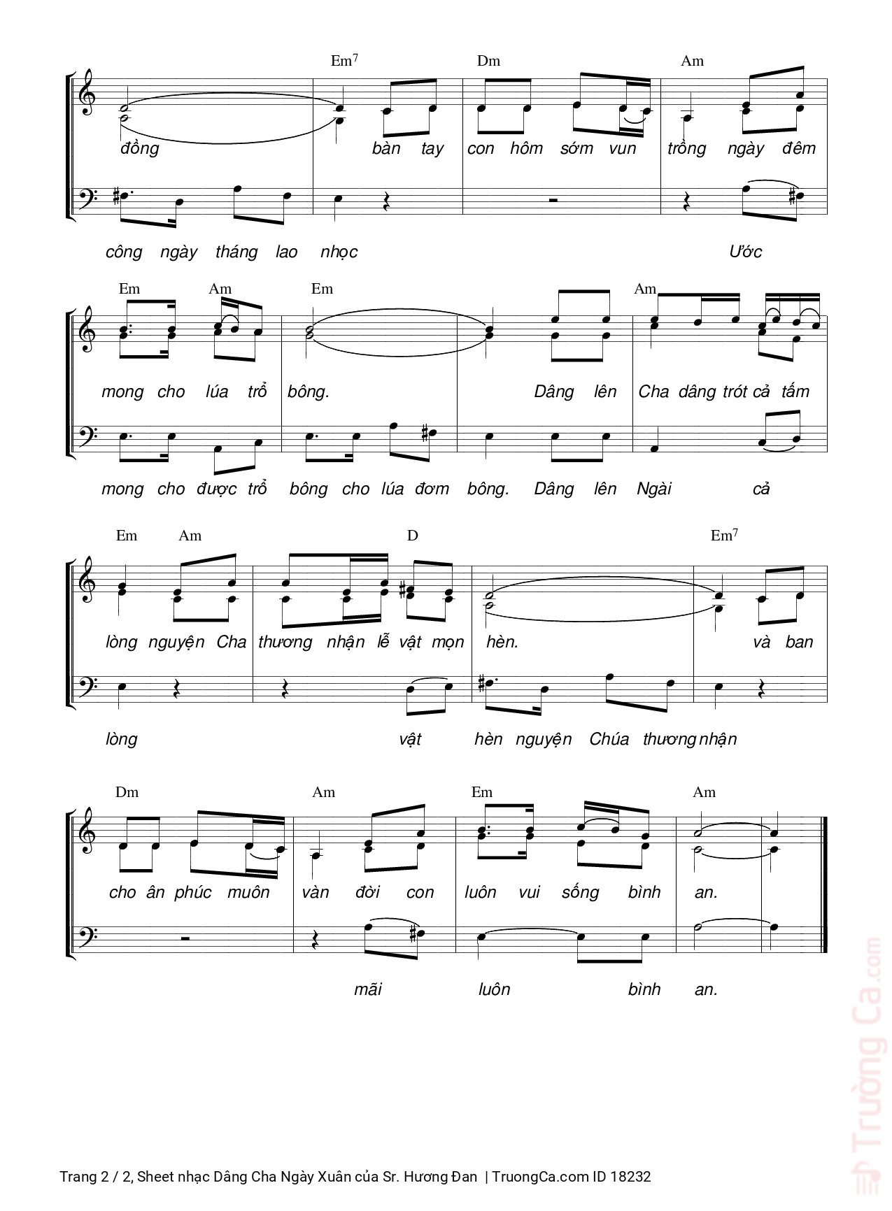 Page 2 of Sheet music PDF Dâng Cha Ngày Xuân - Sr. Hương Đan