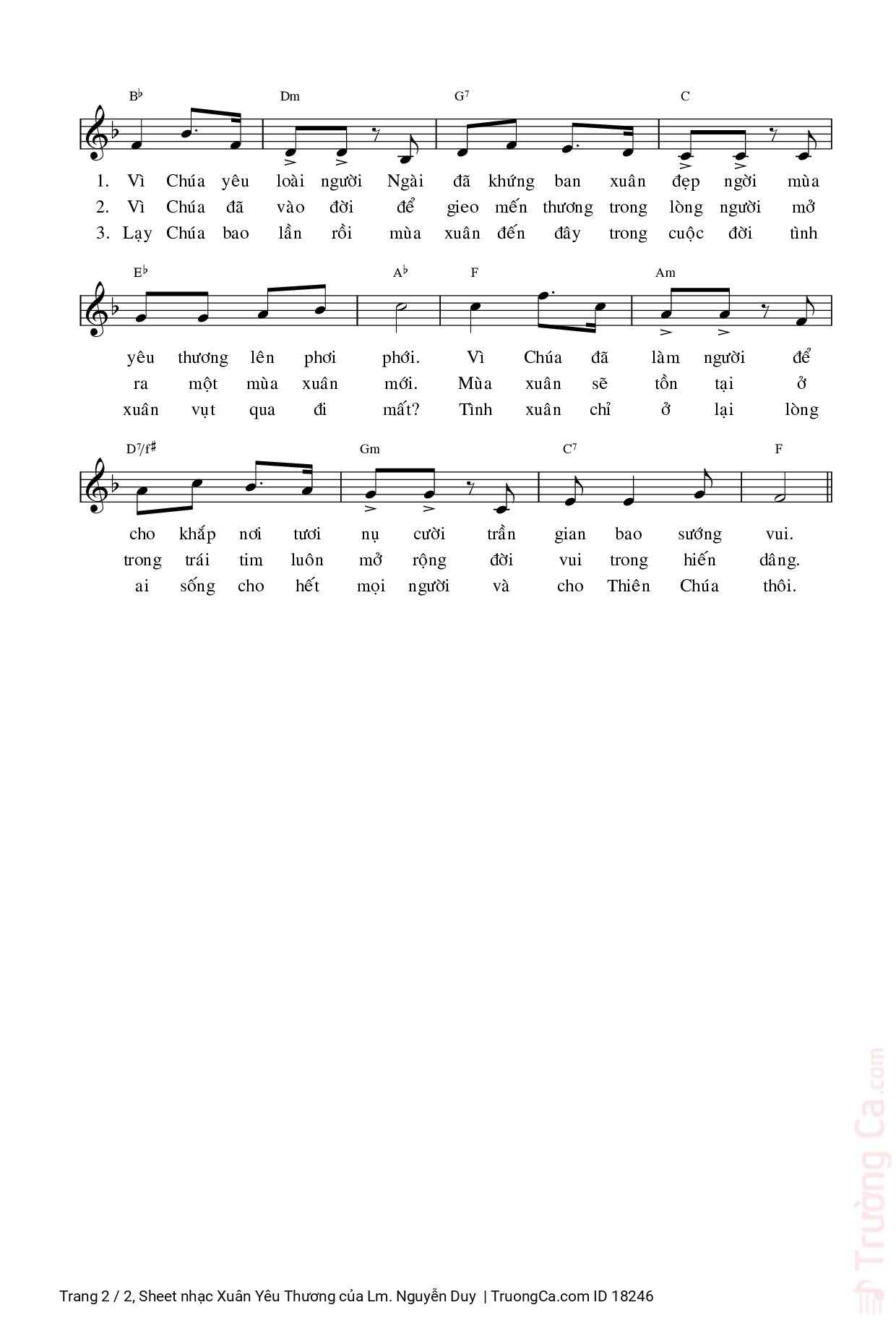 Page 2 of Sheet music PDF Xuân Yêu Thương - Lm. Nguyễn Duy