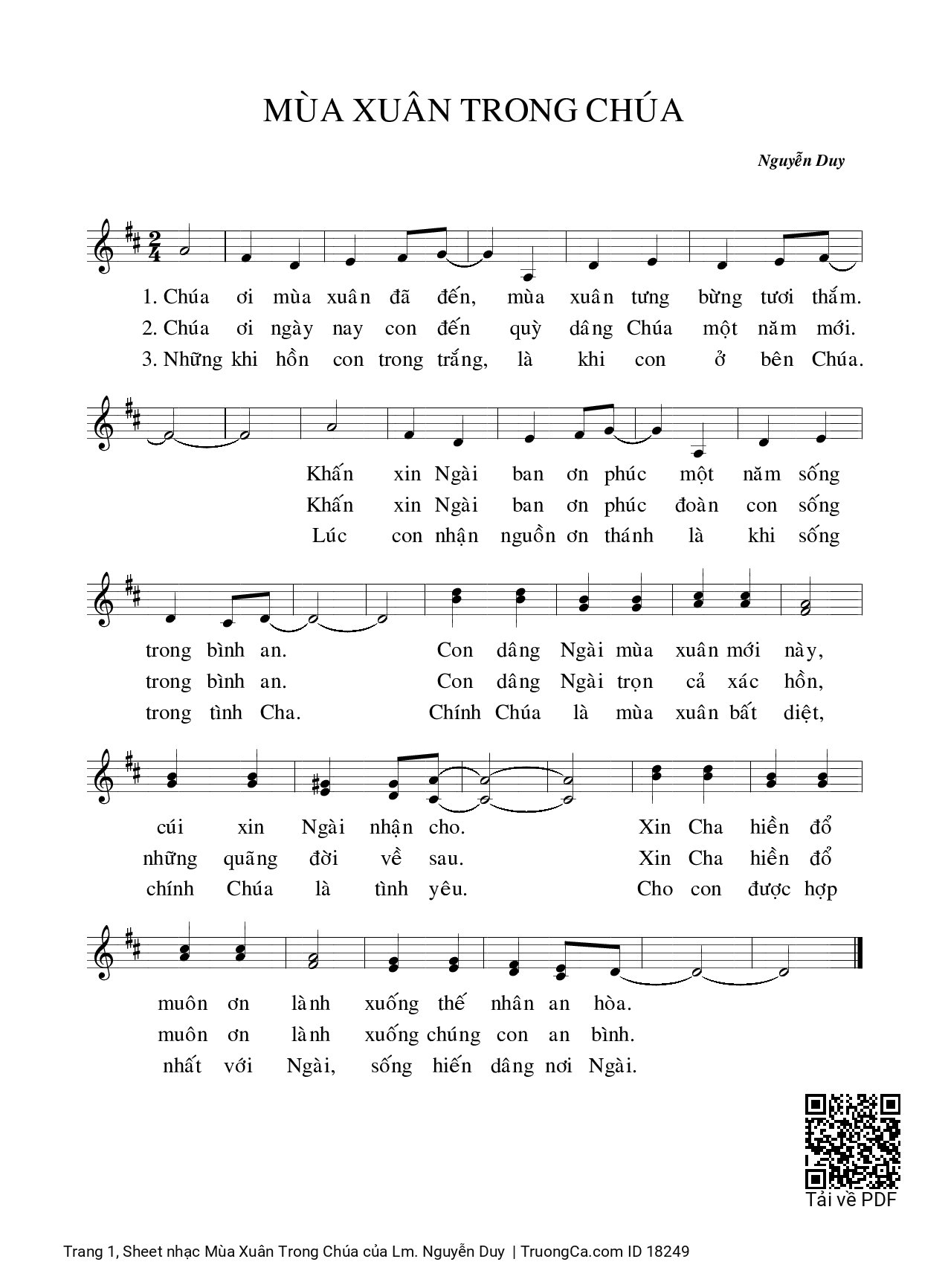 Sheet PDF of Mùa Xuân Trong Chúa