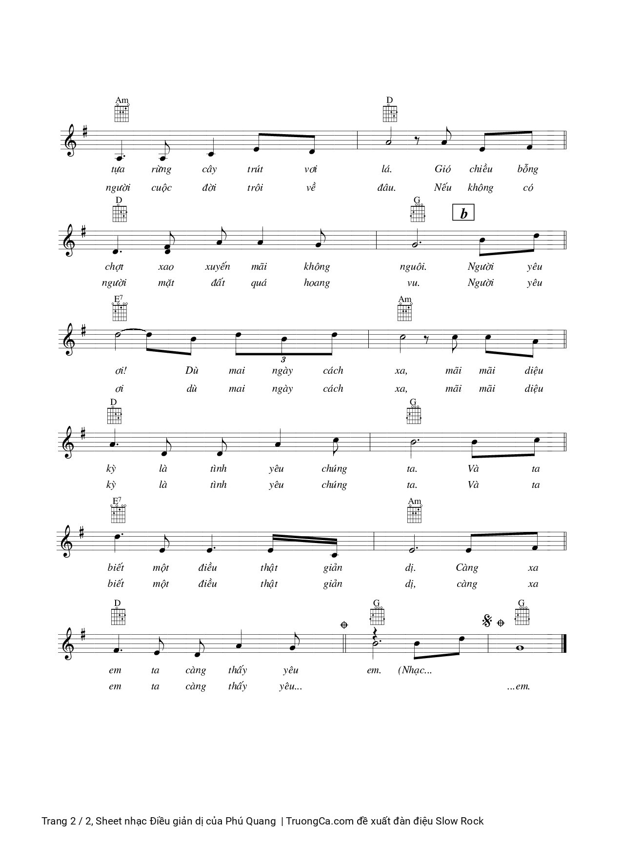 Page 2 of Sheet music PDF Điều giản dị - Phú Quang